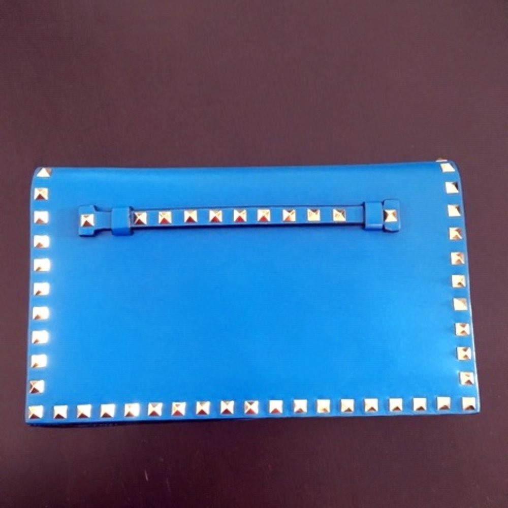 Blue Valentino Rockstud Wristlet Clutch